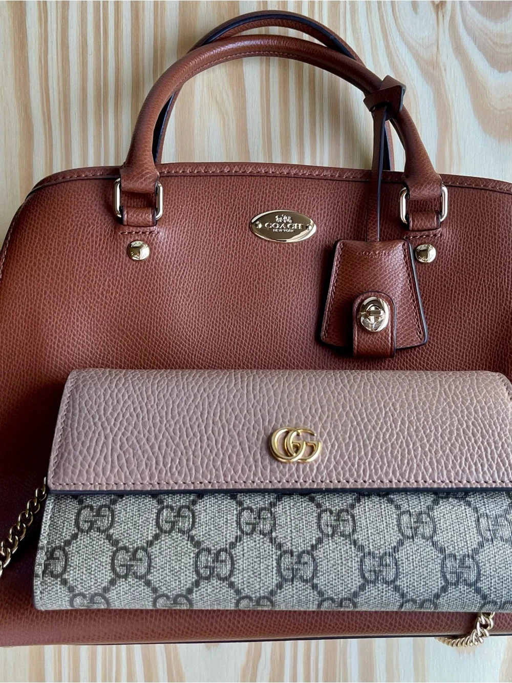 Coach Pebbled Leather Satchel - Cognac Brown